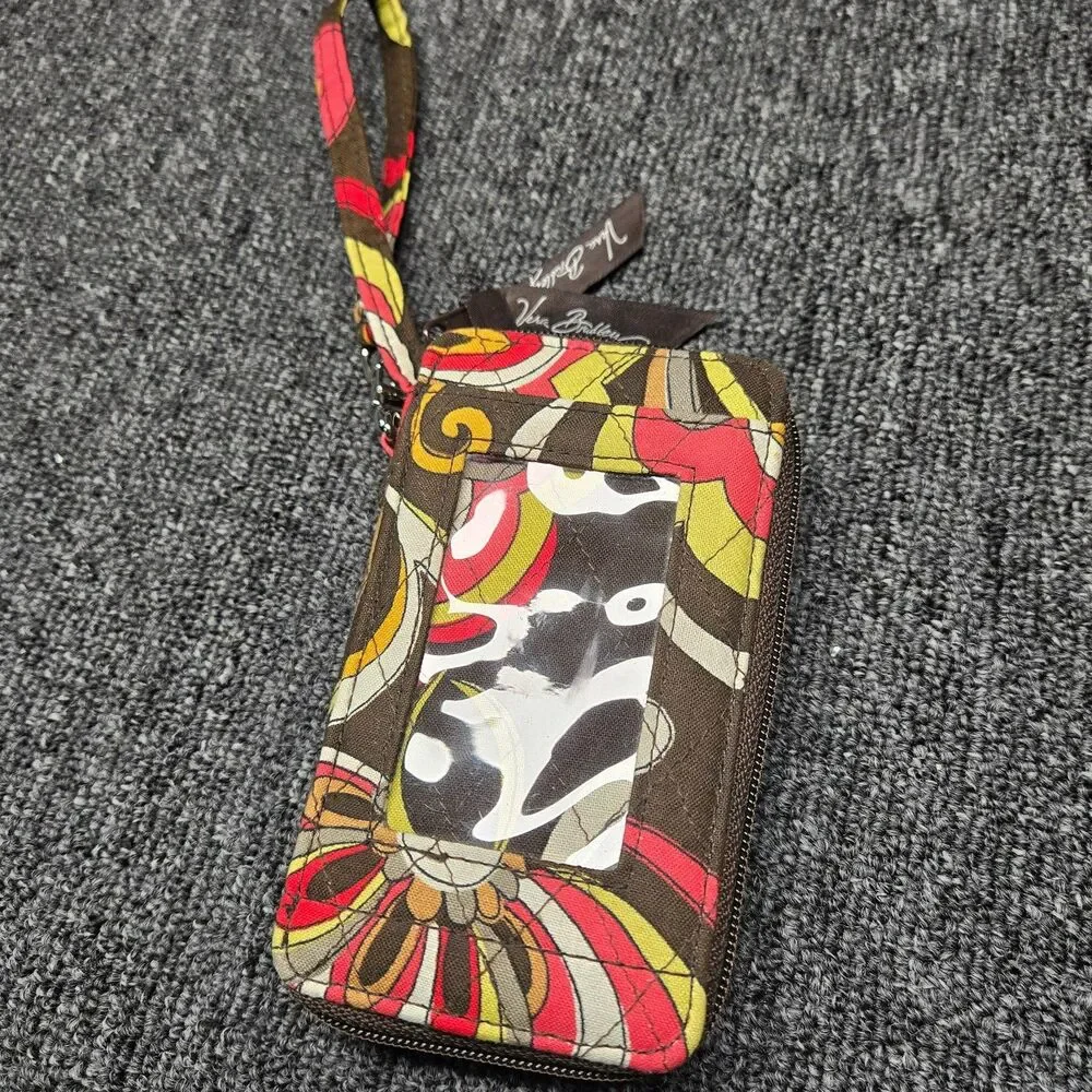 Vera Bradley Puccini Wristlet Wallet ID Case Retired Red Yellow Floral VTG